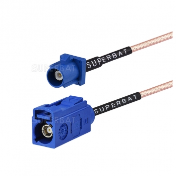 Blue FAKRA C Jack straight to FAKRA C Plug male Cable Using RG316 Coax