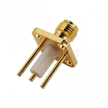 SMA Jack Female Connector Straight 4 Hole Flange Solder