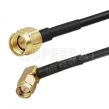 SMA Male to SMA Male Right Angle Cable Using RG58 Coax