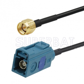 SMA Male to Water Blue FAKRA Jack Cable Using RG174 Coax