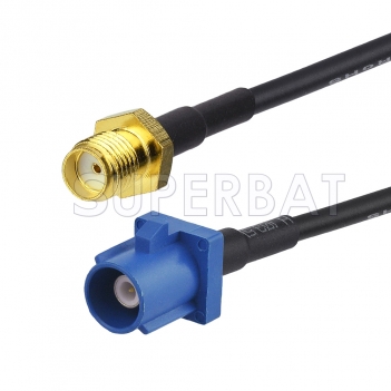 SMA Female to Blue FAKRA Plug Cable Using RG174 Coax