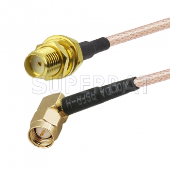 SMA Male Right Angle to SMA Female Bulkhead Cable Using RG400 Coax