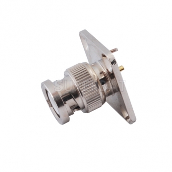 BNC Plug Male Connector Straight 4 Hole Flange Solder