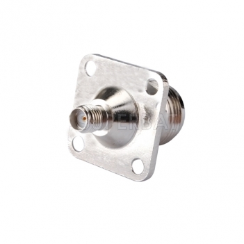 N Jack Female to SMA Jack Female Adapter Straight 4 Hole Flange