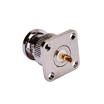 BNC Plug Male Connector Straight 4 Hole Flange Solder