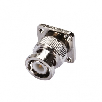 BNC Plug Male Connector Straight 4 Hole Flange Solder