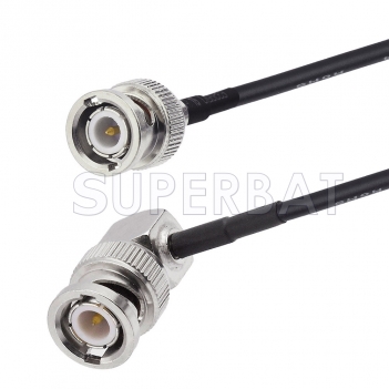 BNC Male to BNC Male Right Angle Cable Using RG174 Coax