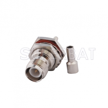 RP TNC Jack with Male pin Connector Straight Bulkhead With O-Ring Crimp RG316
