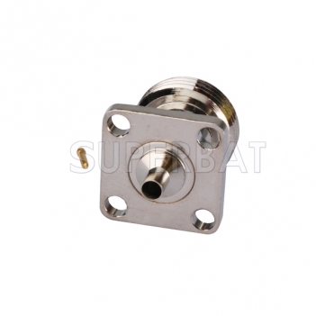 N Jack Female Connector Straight 4 holes Flange Solder for Semi-Rigid .086" RG405 Cable