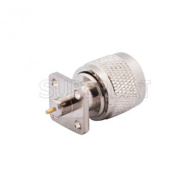 N Plug Male Connector Straight 4 Hole Flange Solder