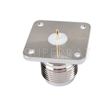 N Jack Female Straight 4 Hole Flange 25*25mm Solder Connector