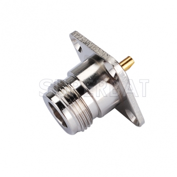 N Jack Female Connector Straight 4 Hole Flange Solder