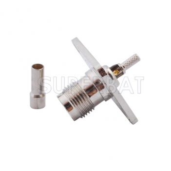 TNC Jack Female Connector Straight 4 Hole Flange Crimp RG316