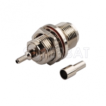 N Jack Female Connector Straight Bulkhead With O-Ring Crimp RG316