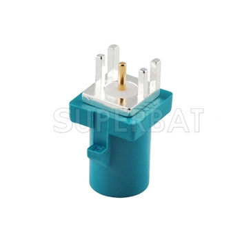 Superbat Fakra Z male Plug End Launch PCB mount Water blue Neutral Code RF connector
