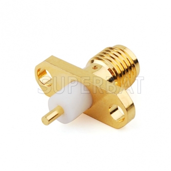 RP SMA Jack Male 2 Hole Panel Mount Flange Solder Connector