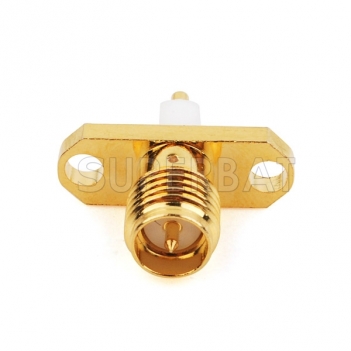 RP SMA Jack Male 2 Hole Panel Mount Flange Solder Connector