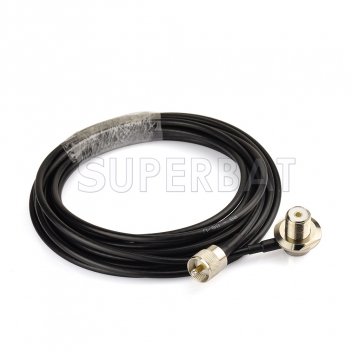 RF coaxial UHF Male PL259 to UHF Female SO-239 Right Angle Coax Connector Pigtail Jumper RG58 Extension Cable-Ham Radio Antenna Adapter Cable Assembly