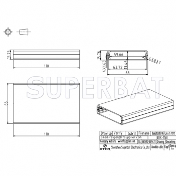 Aluminum Enclosure Case Split Body 66mm*16mm*110mm（W*H*L）