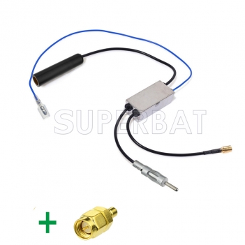 FM/AM to DAB/FM/AM car radio aerial converter/splitter/Amplifier +SMA to SMB connectors
