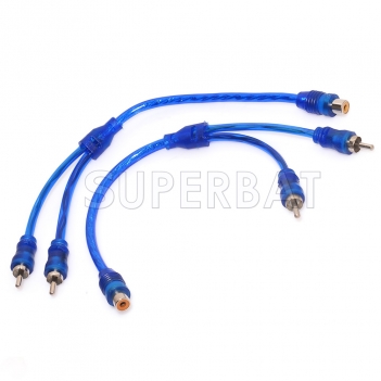 2pcs RCA Audio Cable "Y" Splitter Adapter 1 Female to 2 Male Plug