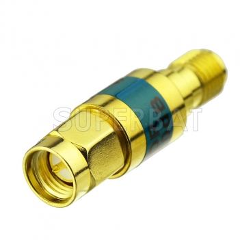 Gold 2W 0-6GHz SMA-JK Male to Female RF Fixed Attenuator