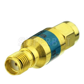 Gold 2W 0-6GHz SMA-JK Male to Female RF Fixed Attenuator