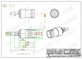 50Ohm BNC Jack Female Straight Crimp Connector for RG316 Cable