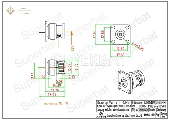 BNC Plug Male Connector Straight 4 Hole Flange Solder