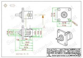 BNC Jack Female Connector Straight 4 Hole Flange Solder