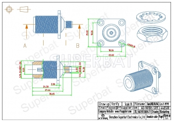 N Jack Female to SMA Jack Female Adapter Straight 4 Hole Flange