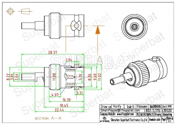 RP BNC Straight Jack Crimp Connector for RG316 Cable