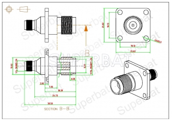 SMA Jack Female to TNC Jack Female Adapter Straight 4 Hole Flange