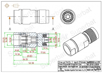 N Plug Male Clamp Connector for 1/2" Corrugated copper Cable