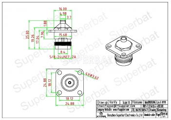 N Jack Female Connector Straight 4 Hole Flange Solder for Semi-Rigid .141" RG402