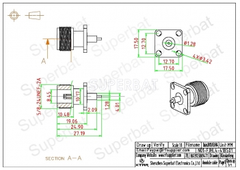 N Jack Female Connector Straight 4 Hole Flange Solder