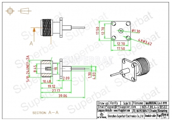 N Jack Female Connector Straight 4 Hole Flange Solder