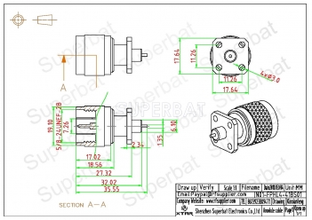 N Plug Male Connector Straight 4 Hole Flange Solder