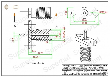 SMA Female Jack Straight 2 Hole Flange Solder Pin Connector