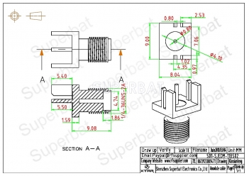 SMA Jack Female PCB Mount Connector Straight for 0.031 inch End Launch