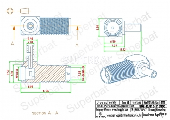 RP SMA Jack Male Right Angle Crimp Connector for RG174 RG316