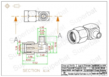 RP SMA Plug Female Right Angle Connector for Semi-Rigid .086" RG405 Cable