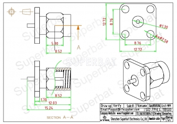 RP SMA Plug 4 Hole Flange Panel Mount PCB Connector