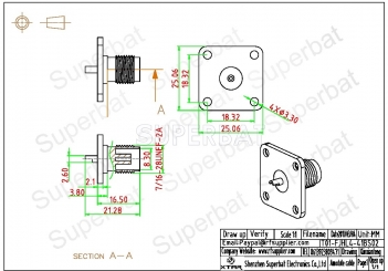 TNC Jack Female Connector Straight 4 Hole Flange Solder