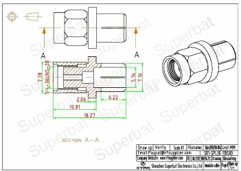 Superbat 50Ohm SMA male Plug Crimp straight RF Connector for LMR300 Cable Goldplated