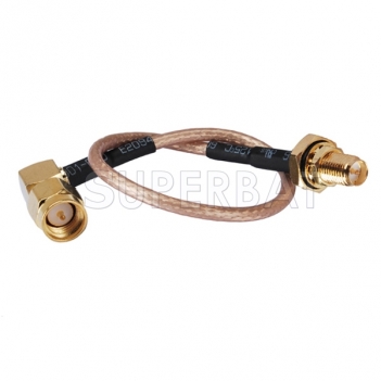 RF cable assembly SMA male right angle to RP-SMA female bulkhead O-ring pigtail cable RG316