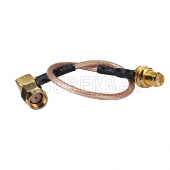 Reverse Polarity (RP-SMA) Female Bulkhead Jack Straight to RP-SMA Male Right Angle RP-SMA Extention Cable Assembly