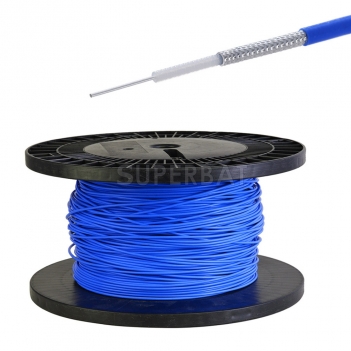 Semirigid Coax Cable 0.047 Diameter with Tinned Copper Braid Outer Conductor and Blue FEP Jacket 1 Meter