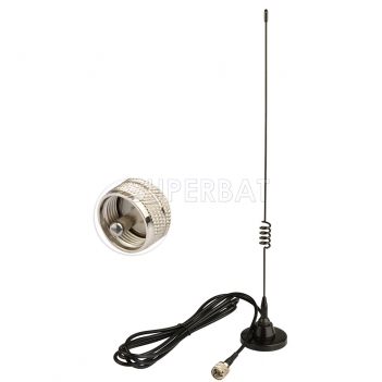 Car Truck Dual Band VHF UHF 136-174MHZ 400-470MHZ UHF PL259 Adapter CB Mobile Radio Magnetic Mount Antenna