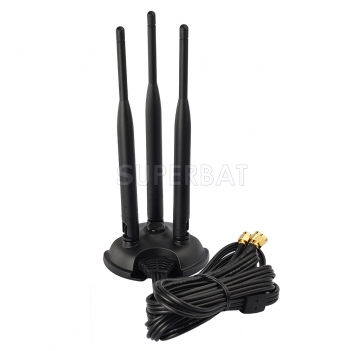 Superbat Dual Band WiFi 2.4GHz 5.8GHz Magnetic Base RP-SMA Antenna (Three Antennas) for WiFi Wireless Router Gateway PCI Express Network Cards Adapter